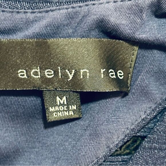 ADELYN RAE Navy Blue Black Lace Inset Racerback High Neck Bodycon Mini Dress M - Picture 3 of 9